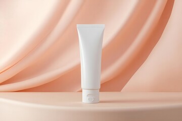 Poster - Minimalist Cosmetic Tube Mockup Placed on a Neutral-Toned Background