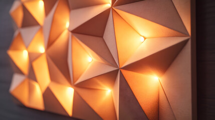 Poster - Wall featuring creative lighting and random geometry in earthy tones creating an intriguing visual experience and artistic ambiance.