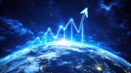 Poster - Global Business Growth Concept with Rising Graph and Earth Background