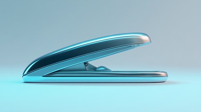 Modern Stapler, Blue Background, 3D Render