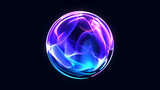 Glowing vibrant particle 3d sphere in the Universe. Abstract technology, science, engineering, and artificial intelligence background. Wave energy orb. Virtual assistant concept. 