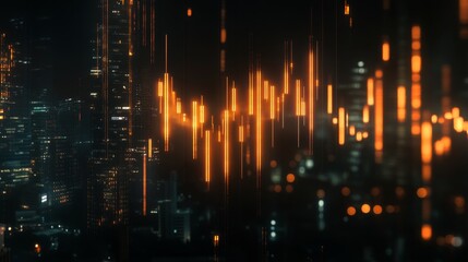 Poster - floating abstract forex candlestick chart digital space gigapixel visualization futuristic environme