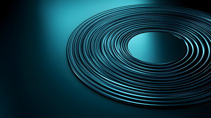 Poster - Striking circular shape set against a deep blue background creating an eye-catching visual effect with whirling patterns and bold design.
