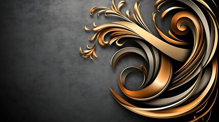 Poster - Elegant abstract swirling pattern with metallic gold and black colors