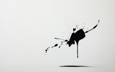 Poster - Black Ink Splatter and Dripping on White Background