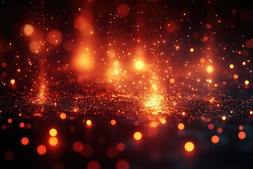 Aufkleber - Molten Spark: A stunning digital depiction of a mesmerizing scene, where fiery particles dance in an artistic display of shimmering, glowing, and sparkling details.