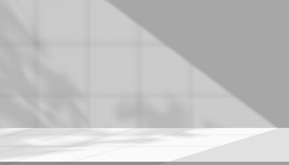 Aufkleber - White background,Shadow leave,light on wall room for product display,Studio background shadow window effect,light texture on floor podium,Vector Abstract background