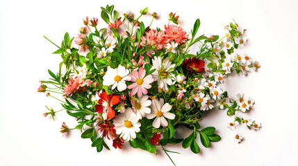 Aufkleber - Realistic mixed bouquet of spring wildflowers on white background