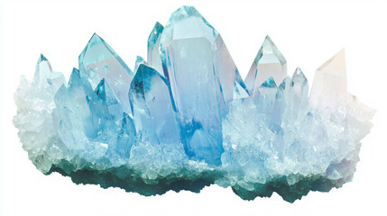 Poster - Aquamarine and blue crystals in realistic lighting – gemstone and mineral photography for decor
