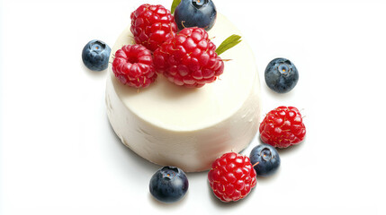 Aufkleber - Delicious creamy mascarpone cheese dessert with fresh berries garnish