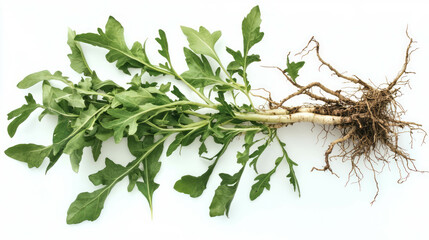 Poster - Fresh salsify roots and leaves on white background for culinary and botanical use