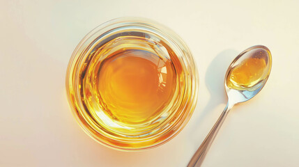 Poster - Realistic ghee in glass jar with spoon for culinary and health uses