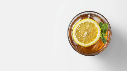 Poster - Refreshing iced tea with lemon and mint for summer beverage inspiration