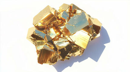 Poster - Realistic pyrite with golden luster displaying unique metallic crystal formation