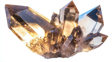 Poster - Realistic smoky quartz crystals with phantom patterns for design and nature inspiration