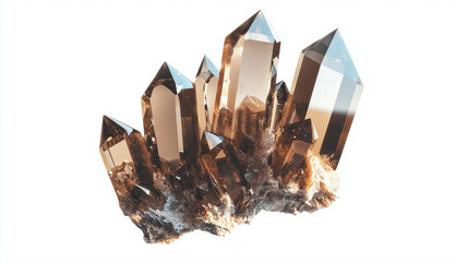 Aufkleber - Majestic cluster of smoky quartz crystals with phantom inclusions for nature and mineral enthusiasts