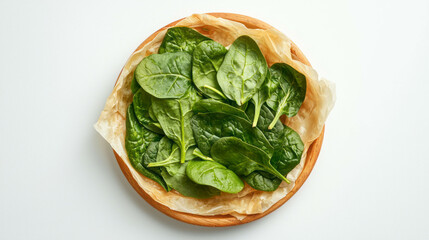 Poster - Fresh spinach leaves in a spanakopita preparation scene