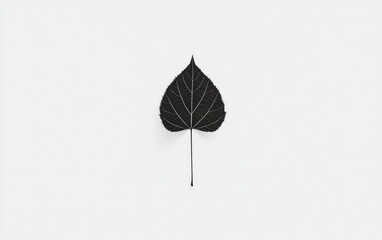 Poster - Black Pixel Art Leaf on White Background
