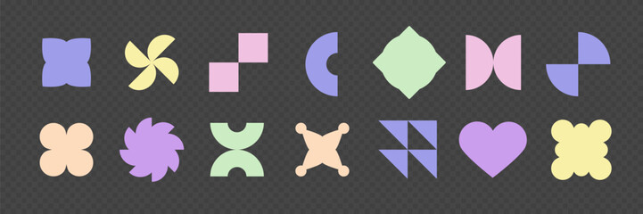 Fototapete - Geometric shapes collection. Simple tag figures. Trendy decorative elements. Art decor basic forms. Vector illustration