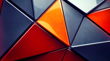 Poster - Striking red and black abstract design featuring bold triangle graphics in a dynamic composition created for modern digital art enthusiasts.