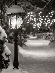 Wall Mural - street light snow