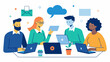 © Justlight - A sketch of a group of coworkers having a productive meeting with no distractions from emails or notifications on their devices.. Vector illustration