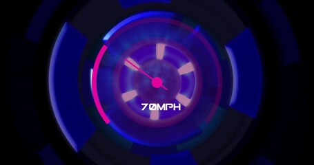 Aufkleber - Speedometer animation showing 97 MPH with vibrant blue and pink colors