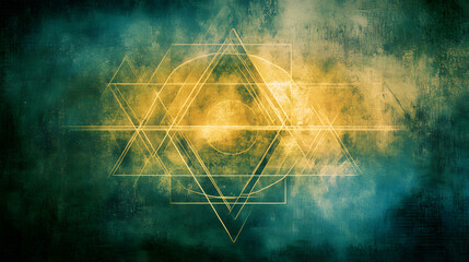 Poster - A geometric triangle formed on a textured wall representing modern design aesthetics and architectural creativity in a unique space.