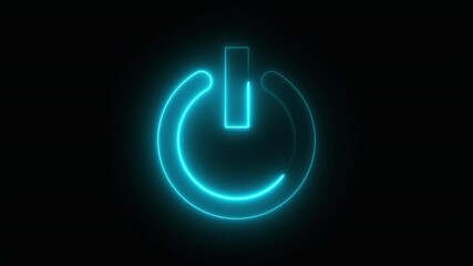 Poster - Neon power button icon. Computer generated 3d render
