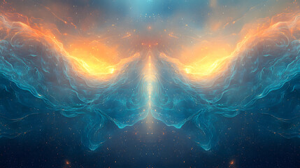 Poster - Abstract background featuring a dynamic blend of blue and orange colors creating an artistic and energetic visual experience.