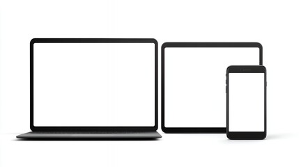 Using New Technology Laptop Tablet and Phone for Business Mockup