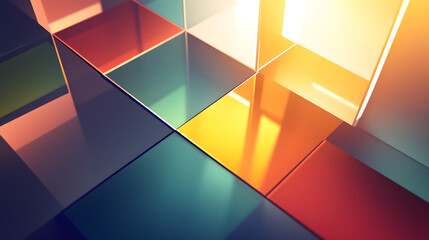 Poster - Stunning colorful cube pattern forming a three-dimensional grid showcasing vibrant vectors and dynamic shapes for modern aesthetic design.