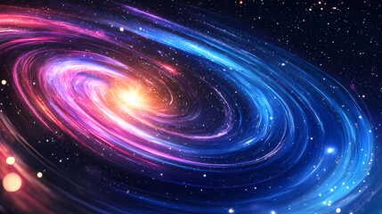 Wall Mural - artistic representation of a distant galaxy with glowing star and colorful light trails. starlight t