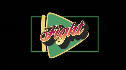 Poster - Bold colors and geometric shapes creating retro-style animation on black background