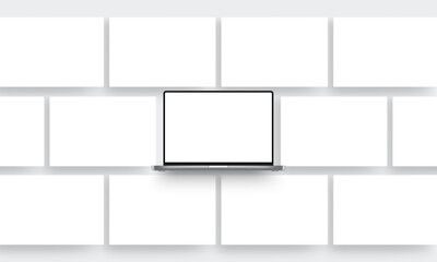 Fototapete - Laptop Mockup With Blank Web Screens For Showcase Your Website Designs. Vector Illustration