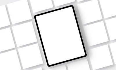 Fototapete - Tablet Computer WIth Square Social Media Posts Templates. Vector Illustration