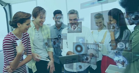 Poster - Collaborating on digital interface, diverse group using animation in school setting