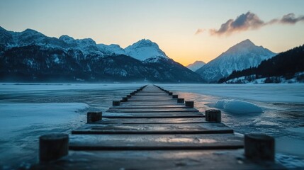 Wall Mural - frozen lake dock