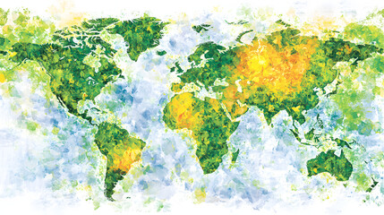 Poster - World map featuring visible global grid illuminated by bright studio light for educational and artistic purposes in various formats.