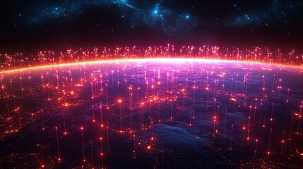Poster - Global network, vibrant planet, digital connections