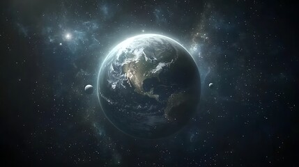 A detailed view of Earth and the cosmos in space