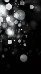 Leinwandbilder - Blurry white circles of different sizes create a magical and festive atmosphere on a black background