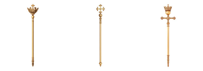 Isolated Gold Scepters on Transparent Background for Design Use