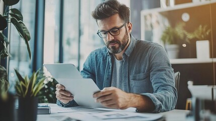 Poster - Professional Architect Sketching Building Design Concept at Desk
