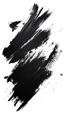 Fototapete - Black brush strokes creating an abstract shape on a white background, ideal for backgrounds and textures