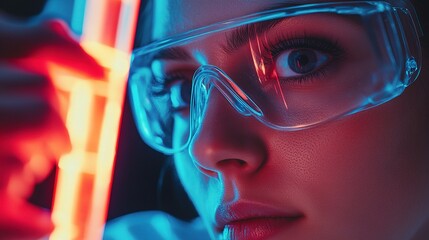 Poster - Dedicated Scientist Examining Lab Sample with Precision and Focus