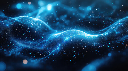 Aufkleber - Abstract digital landscape composed of dynamic glowing particles,symbolizing big data,artificial intelligence,machine learning,the visualization quantum computing futuristic cyber environment.banner