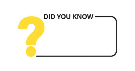 Did You Know blank template label design with question mark. Template post icon for social media, website, app background. Vector Illustration. 