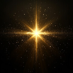 Wall Mural - abstract star background golden starburst on dark background