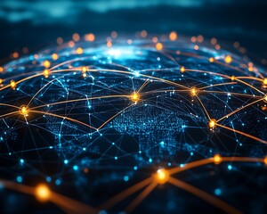 Global network connection, digital world map. (1)